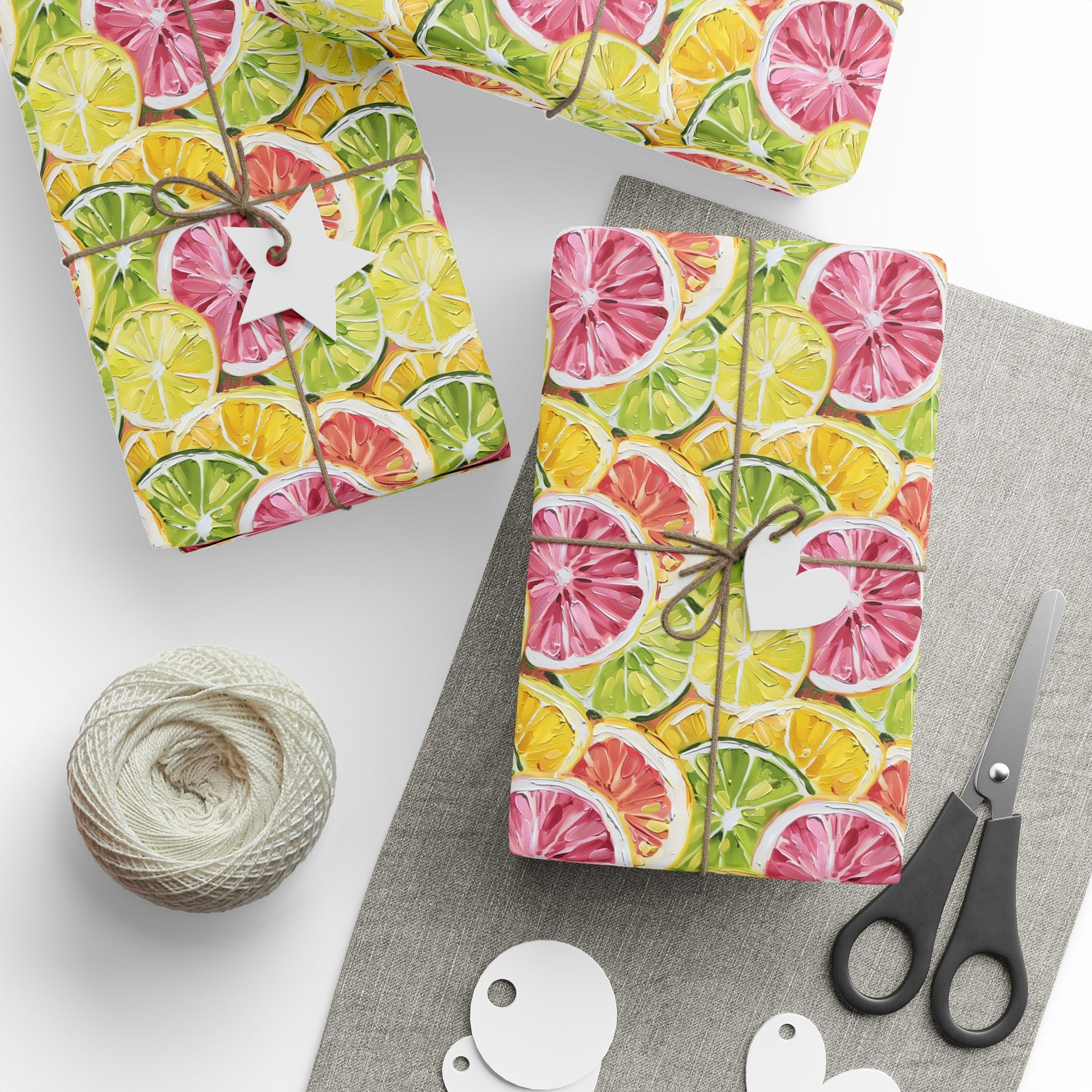 Citrus Painting Wrapping Paper, Citrus Wrapping Paper, Grapefruit and ...