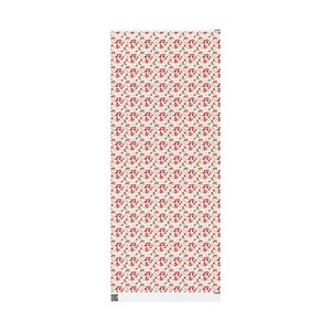 May include: A white background with a repeating pattern of red cherries and green leaves.