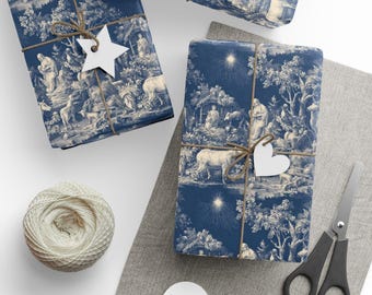 Christmas Wrapping Paper, Nativity Scene Wrapping Paper, Toile Style Nativity Scene Wrapping Paper, Jesus Wrapping Paper, Christian Wrap