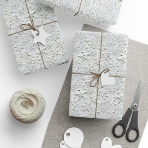 Carta da regalo natalizia, carta da regalo con pittura a fiocchi di neve, carta da regalo con fiocchi di neve, carta da regalo unica, rotolo di carta da regalo natalizia