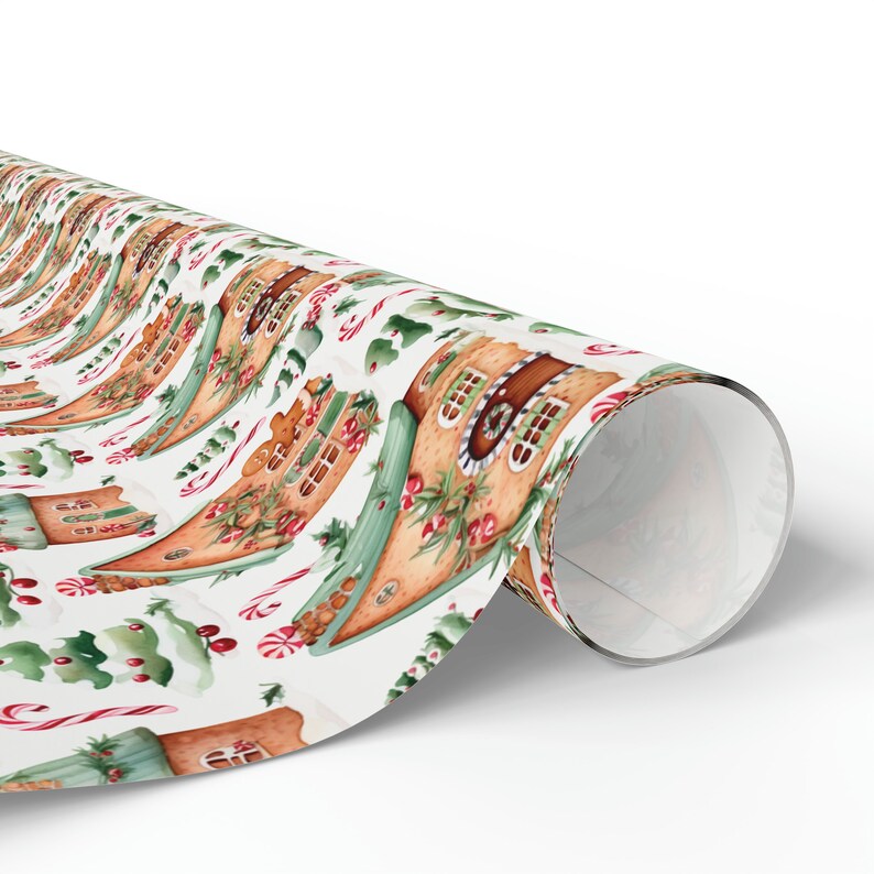 Christmas Wrapping Paper, Gingerbread House Wrapping Paper, Christmas Gift Wrap, Christmas Gift Wrapping Paper, Christmas Paper image 3