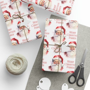 Custom Santa Claus Wrapping Paper, Christmas Wrapping Paper, Customized Wrapping Paper, Personalized Christmas Wrapping, Custom Gift Wrap