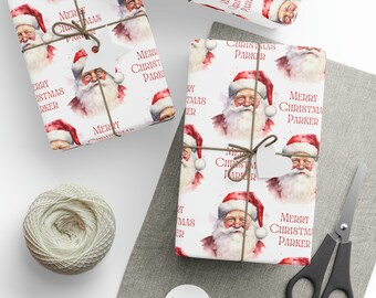 Papel de regalo navideño personalizado de Papá Noel, envoltorio de regalo personalizado