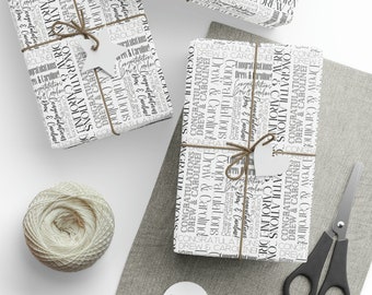 Benutzerdefiniertes Geschenkpapier, benutzerdefiniertes Schwarzweiß-Geschenkpapier, benutzerdefiniertes Geschenkpapier, personalisiertes Geschenk