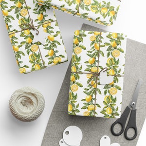Zitronengirlande Geschenkpapier, Zitrone Geschenkpapier, Zitronen Geschenkpapier, Geschenkpapierrolle