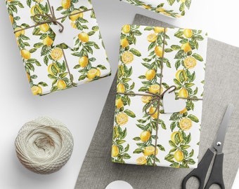 Lemon Garland Wrapping Paper, Lemon Wrapping Paper, Lemons Wrapping Paper, Wrapping Paper Roll