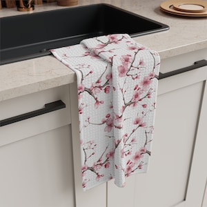 Cherry blossom tea towel, floral tea towel, tea towel, kitchen towel