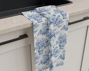 Floral Tea Towel, French Vase Tea Towel, Blue Floral Tea Towel, Tea Towel, kitchen towel