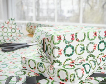 Christmas Wrapping Paper, Wreath Wrapping Paper, Cute Wreath Wrapping, Christmas Gift Wrap, Christmas Wrapping, Christmas Paper