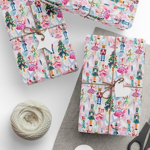 Carta da regalo natalizia, carta da regalo natalizia Schiaccianoci e Ballerina, carta da regalo natalizia Preppy, carta da regalo natalizia rosa
