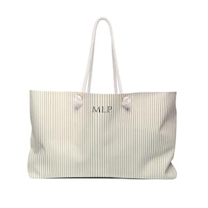 Custom Tote Bag, Monogram Striped Tote, Pin Stripe Tote Bag, customized weekender bag, monogram tote bag, tote bag, custom beach bag