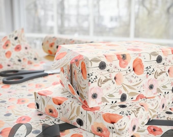 Boho Blumen Geschenkpapier, Floral Geschenkpapier, Boho Blumen Geschenkpapier, Geschenkpapierrolle, Geschenkverpackung, Florale Geschenkverpackung