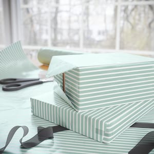 Salbeigrüne Streifen Geschenkpapierrolle, Geschenkpapiere, Geschenkpapiere, Salbei grün und weiße Streifen Geschenkpapier, Geschenkpapier grüne und weiße Streifen