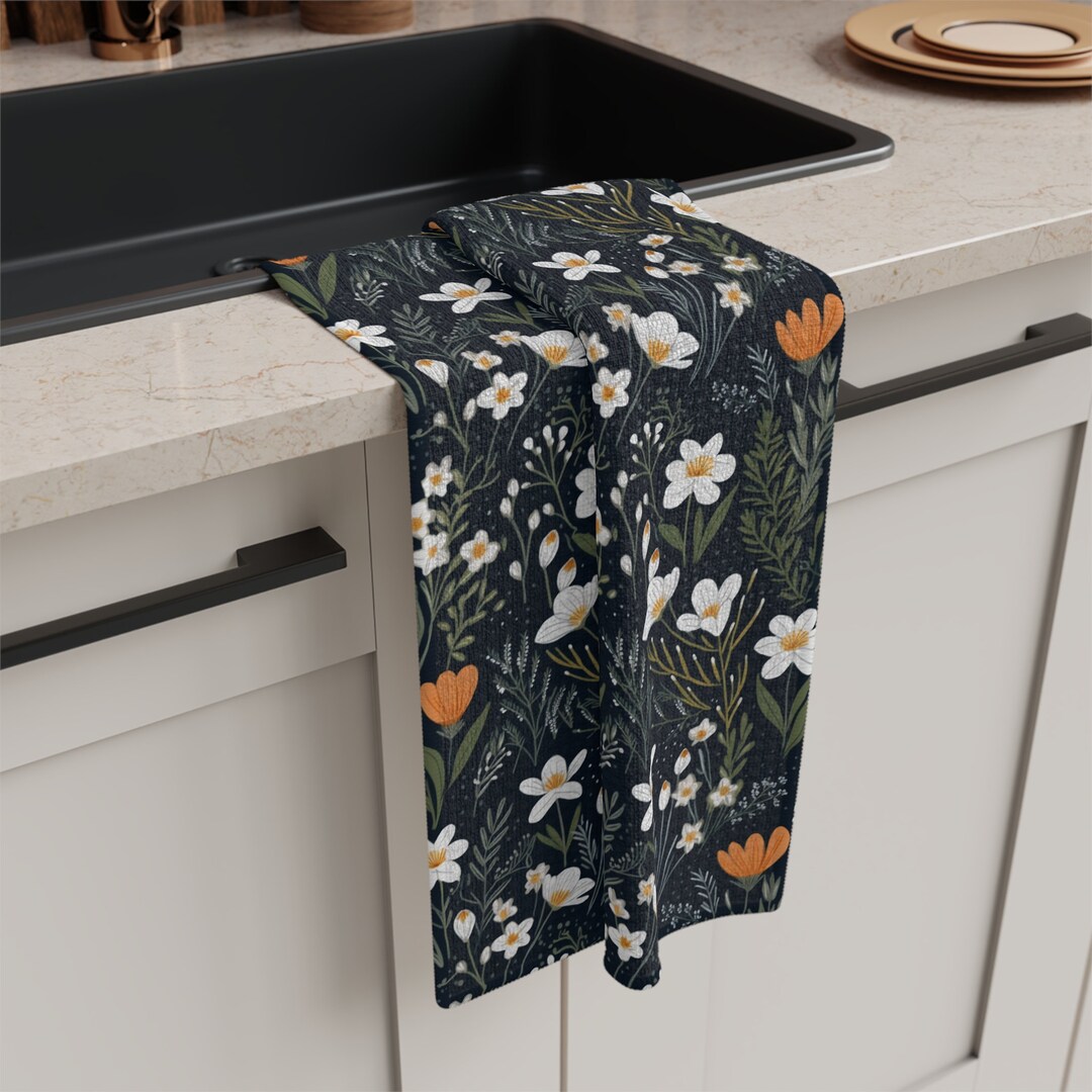 Towel Wrap - Navy Folk Flower main image 1