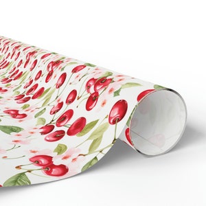 Cherry Wrapping Paper, Floral Wrapping Paper, Birthday Wrapping Paper, Bridal Wrapping Paper, Cute Wrapping Paper, Gift Wrap image 3
