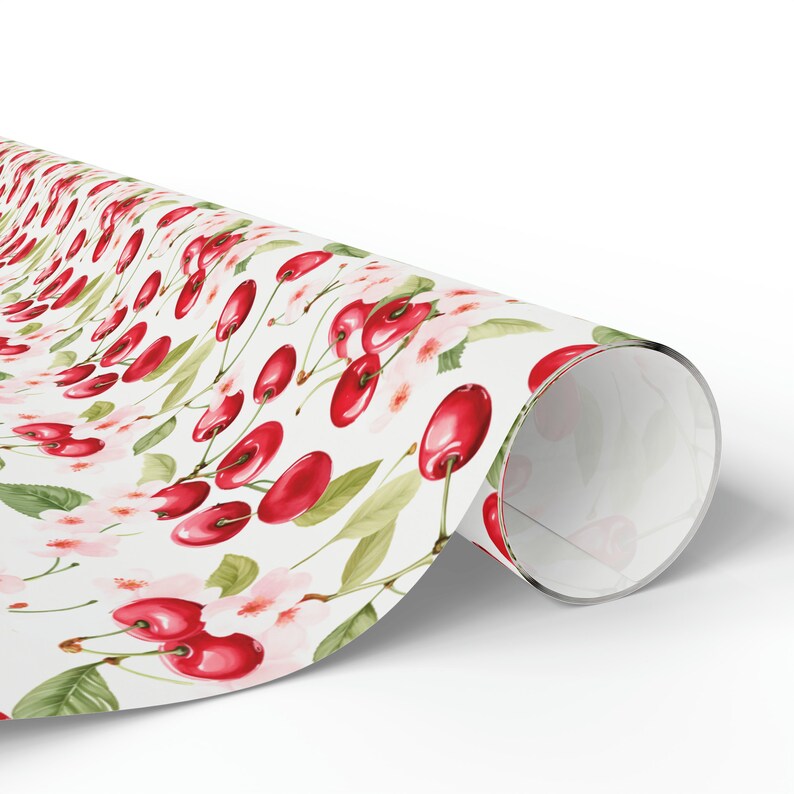Cherry Wrapping Paper, Floral Wrapping Paper, Birthday Wrapping Paper, Bridal Wrapping Paper, Cute Wrapping Paper, Gift Wrap image 3