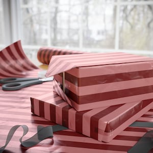 Christmas Wrapping Paper, Thick Red Stripe Wrapping Paper, Thick Stripe Wrapping Paper, Red Stipe Wrapping Paper Roll, Luxury Wrapping Paper