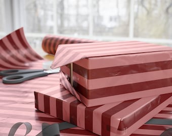Christmas Wrapping Paper, Thick Red Stripe Wrapping Paper, Thick Stripe Wrapping Paper, Red Stipe Wrapping Paper Roll, Luxury Wrapping Paper