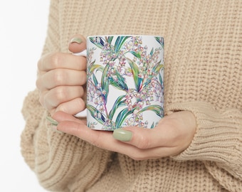 Birth Month Flower Ceramic Mug 11oz, Retro Birth Flower Mug, Floral Coffee Mug, Birth Month Flower Mug, Birth Flower Mug