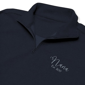 Custom Embroidered Quarter Zip Pullover Sweatshirt, Custom Cursive Embroidered Pullover, Custom Embroidered Pullover