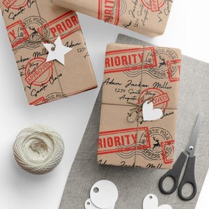 Papel de regalo de Navidad personalizado, entrega especial de Papá Noel, papel de regalo con apariencia de cartón, papel de regalo personalizado, papel de Navidad