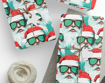 Christmas Wrapping Paper, Retro Santa Wrapping Paper, Christmas gift wrap, Wrapping Paper Roll, Santa Claus Wrapping Paper