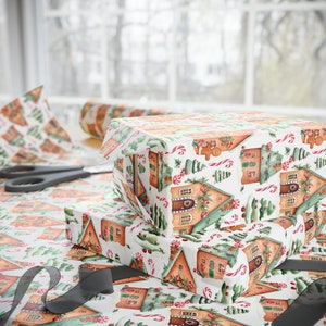 Christmas Wrapping Paper, Gingerbread House Wrapping Paper, Christmas Gift Wrap, Christmas Gift Wrapping Paper, Christmas Paper image 2