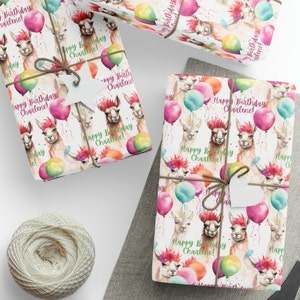 Custom Birthday Wrapping Paper, Colorful Birthday Llama Wrapping Paper, Birthday Llama Wrapping Paper, Gift Wrapping, Gift Wrap