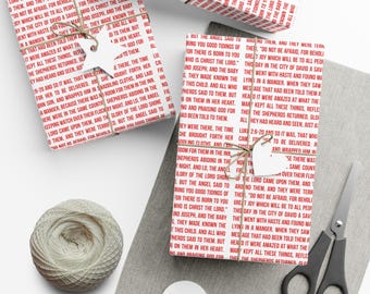 Papel de regalo navideño, papel de regalo con las Escrituras bíblicas, papel de regalo Lucas 2:6-20, rollo de papel de regalo cristiano