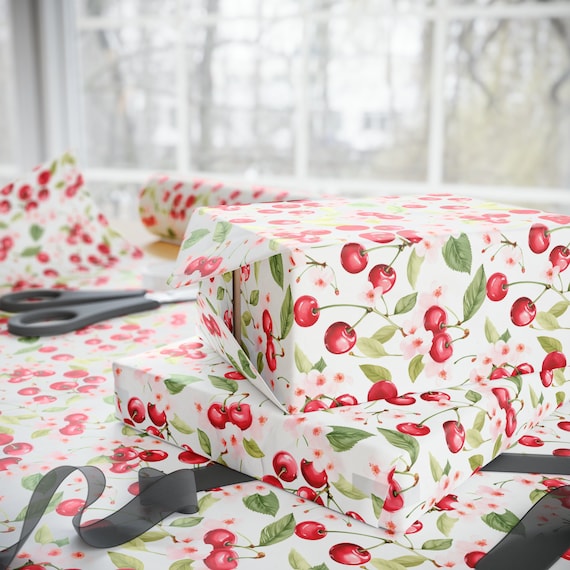 Cherry Wrapping Paper, Floral Wrapping Paper, Birthday Wrapping Paper, Bridal Wrapping Paper, Cute Wrapping Paper, Gift Wrap