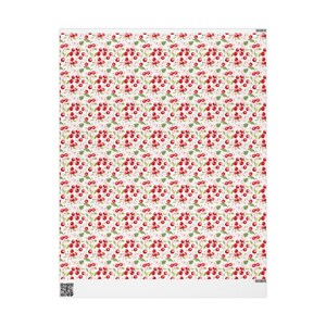 Cherry Wrapping Paper, Floral Wrapping Paper, Birthday Wrapping Paper, Bridal Wrapping Paper, Cute Wrapping Paper, Gift Wrap 30" x 36"