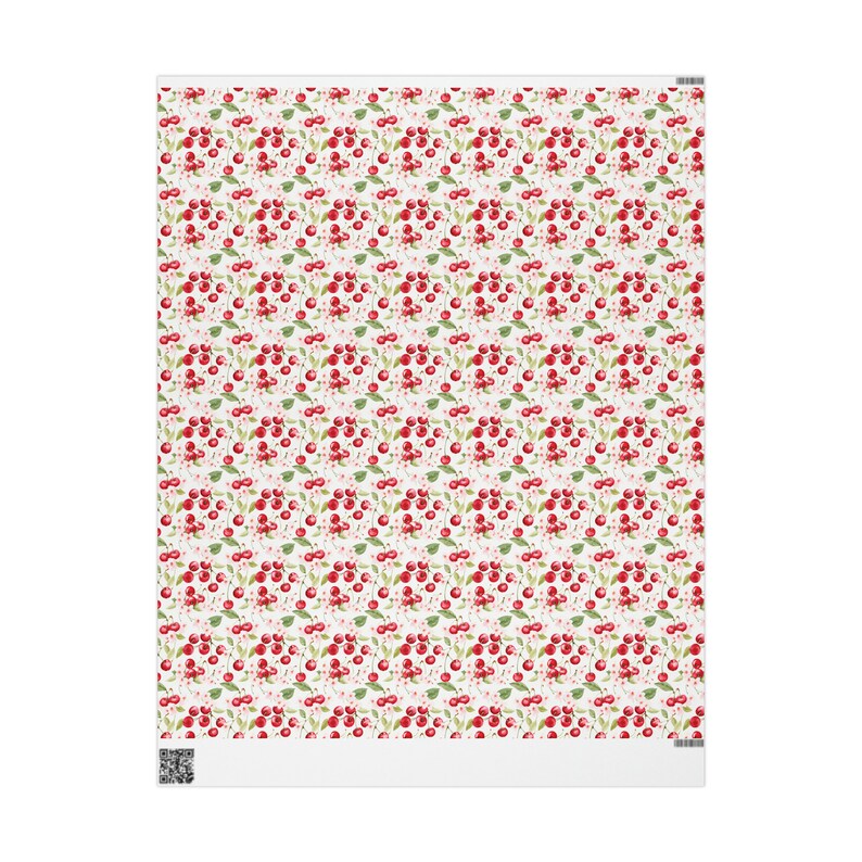 Cherry Wrapping Paper, Floral Wrapping Paper, Birthday Wrapping Paper, Bridal Wrapping Paper, Cute Wrapping Paper, Gift Wrap 30" x 36"