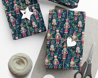Christmas Wrapping Paper, Preppy Nutcrackers with Treats Christmas Wrapping Paper, Nutcracker Gift Wrap, Preppy Christmas Gift Wrap