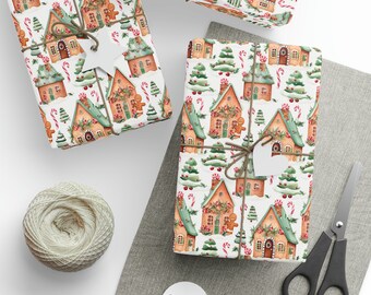 Christmas Wrapping Paper, Gingerbread House Wrapping Paper, Christmas Gift Wrap, Christmas Gift Wrapping Paper, Christmas Paper