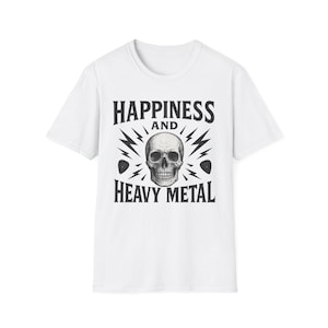 Bonheur rock &#39;n roll T-shirt souple unisexe pour mélomanes, amateurs de métal, rockers, cadeau pour lui ou elle, t-shirt en métal lourd