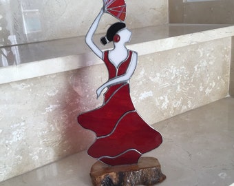 Elegante spanische Flamenco Tänzerin in Tiffany Glasmalerei