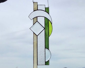 Atrapasueños de vidriera de 50 cm en vidrio verde y transparente