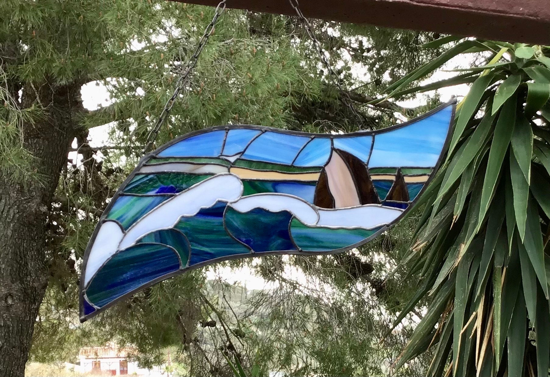 Original Waves Within a Wave, Stained Glass Garden Panel Ornament Etsy