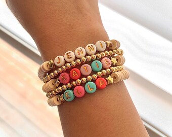 Pulseras de nombre personalizado / Pulseras de letras personalizadas / Regalo personalizado / Pulsera de cuentas de letras / Pulseras personalizadas coloridas / Pulseras / Personalizadas