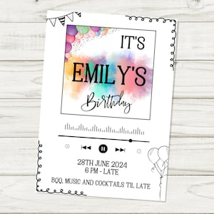 Music Playlist Birthday Invitation Template
