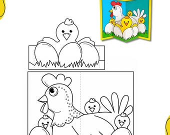 DIY 3D Chicken Coop Craft Printable | Build Your Own Chicken Farm | Cut, Color & Assemble Activity | Kids Farm Craft PDF
