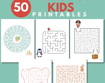50 Maze Worksheets for Kids | Printable Maze Activity Book | Preschool & Kindergarten Brain Games | Fun Learning Activities