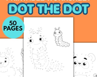 50 Pages Dot to Dot Worksheets for Kids (Digital Download)