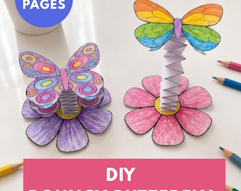 3D Pop Up Butterfly Craft Kit for Kids Printable for Kids, 20 Butterfly Designs, Printable Coloring Pages,DIY Digital Download