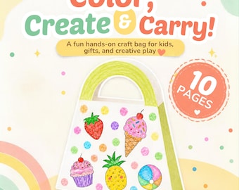 Color Your Own Bag! DIY Kids Craft, 10 Fun Designs, Cut & Create Activity, Printable Coloring Bag, Creative Kids Gift
