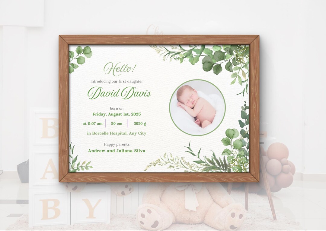 Personalized Newborn Baby Poster – Custom Birth Stats Digital Print - Etsy