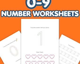Number Tracing Worksheets 0-9 | Preschool Writing Practice (Digital Download)