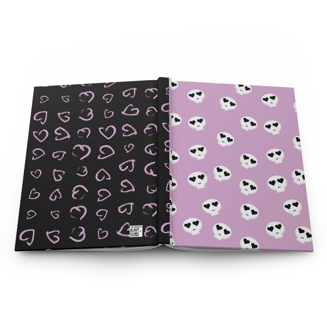 Pink Pastel Goth Journal, Hearts & Skulls Notebook, Blank Gothic Diary ...