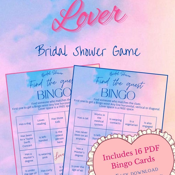 Sie fand ihren Liebhaber | Brautparty Bingo Spiel - Taylor Swift thematische Brautparty