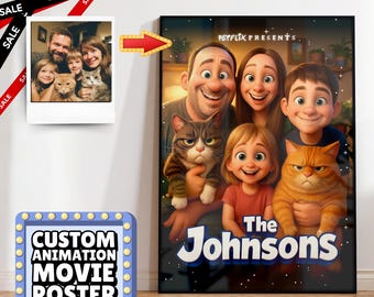 Personalised Pet Family Animation Custom Movie Poster